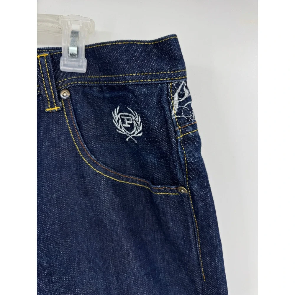 Phat Classic Original‎ Mens Dark Wash Embroidered Y2K Streetwear Jeans 38x34